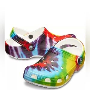 Crocs Classic Women’s Tie Dye Clogs Multicolor Water Friendly Lightweight Sz 7.0